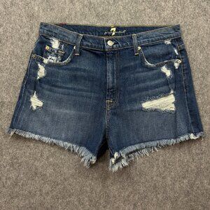 7 For All Mankind High Waist Vintage Fray Hem Shorts Women's Size 31 Distressed